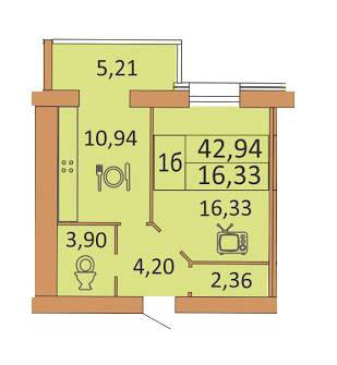 1-кімнатна 42.94 м² в ЖК Андорра від 12 000 грн/м², Вінниця