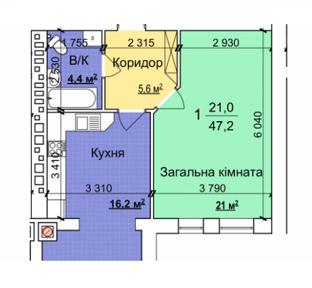 1-кімнатна 47.2 м² в ЖК Сімейний квартал від 12 000 грн/м², с. Требухів