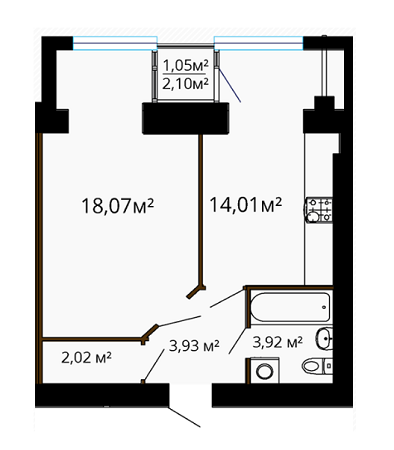 1-комнатная 43 м² в ЖК Семейный комфорт от 8 790 грн/м², Винница