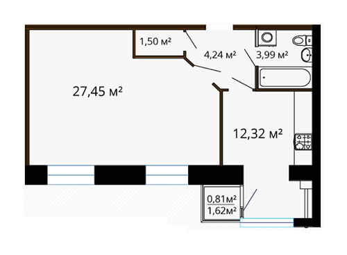 1-комнатная 50.31 м² в ЖК Семейный комфорт от 8 790 грн/м², Винница