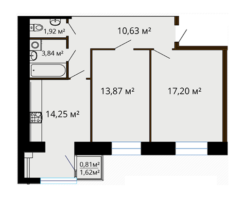 2-комнатная 62.52 м² в ЖК Семейный комфорт от 8 790 грн/м², Винница