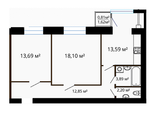 2-кімнатна 65.13 м² в ЖК Сімейний комфорт від 8 790 грн/м², Вінниця