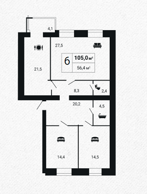 3-комнатная 105 м² в ЖК Сімейний Lux от застройщика, Черкассы