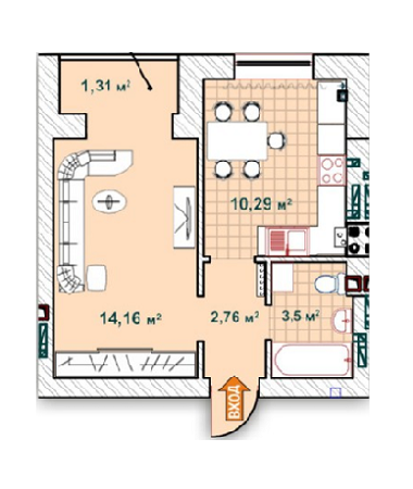 1-комнатная 32.02 м² в ЖК Синергия 2+ от 11 400 грн/м², г. Ирпень