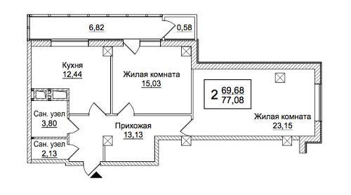 2-кімнатна 77.08 м² в ЖК Слобожанський квартал від 14 650 грн/м², Харків