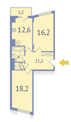 2-комнатная 56.6 м² в ЖК Современный проспект от застройщика, Черновцы