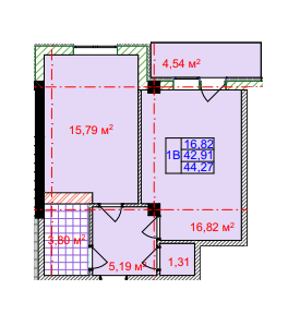 1-кімнатна 44.27 м² в ЖК Спортивний від 19 500 грн/м², Харків