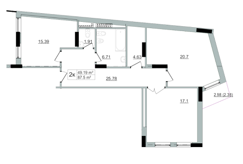 2-комнатная 87.5 м² в ЖК Старый Город от застройщика, Львов