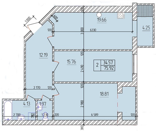 2-кімнатна 75.92 м² в ЖК Будинок №20 від 9 360 грн/м², м. Васильків