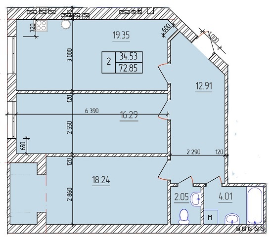 2-комнатная 72.85 м² в ЖК Дом №20 от 9 360 грн/м², г. Васильков