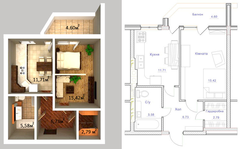 1-кімнатна 47 м² в ЖК Щасливі проліски від 14 900 грн/м², с. Проліски