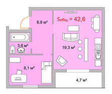 1-кімнатна 42.6 м² в ЖК Теплий дім від забудовника, м. Ірпінь
