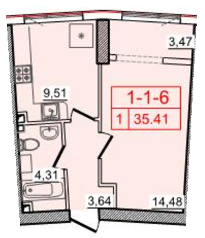 1-кімнатна 35.41 м² в ЖК Тридцять шоста перлина від забудовника, Одеса