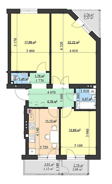 3-комнатная 83.68 м² в ЖК Затишний от 17 220 грн/м², Львов