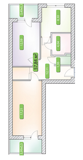 2-кімнатна 57.84 м² в ЖК Затишне містечко від забудовника, с. Іванковичі