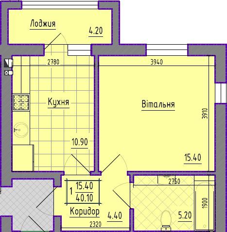 1-кімнатна 40.1 м² в ЖК Затишний квартал від 18 900 грн/м², с. Чагор