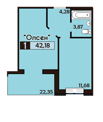 1-комнатная 42.18 м² в ЖК Фамилия от застройщика, Львов