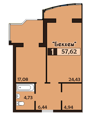 1-кімнатна 57.62 м² в ЖК Фамілія від забудовника, Львів