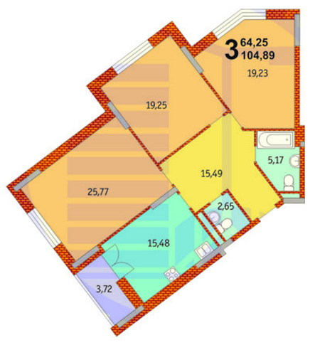 3-кімнатна 104.89 м² в ЖК Французький квартал від 45 085 грн/м², Київ