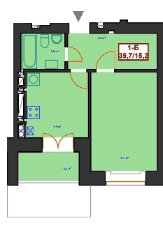 1-комнатная 44.6 м² в ЖК Центральный от застройщика, г. Ирпень