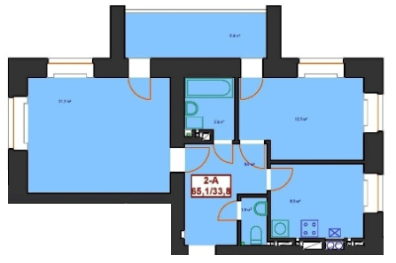 2-комнатная 65.1 м² в ЖК Центральный от застройщика, г. Ирпень