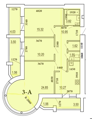 3-комнатная 89.61 м² в ЖК Чабаны от застройщика, пгт Чабаны