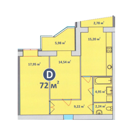 2-комнатная 72 м² в ЖК Чайка от застройщика, Хмельницкий