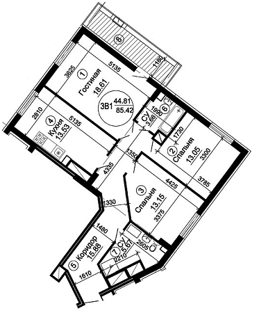 3-комнатная 85.42 м² в ЖК Чкаловский от 20 500 грн/м², Днепр