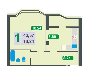 1-комнатная 42.57 м² в ЖК Эко-дом на Величковского от застройщика, Львов