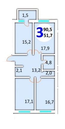 3-кімнатна 90.5 м² в ЖК Еко-дім на Червоної Калини від забудовника, Львів