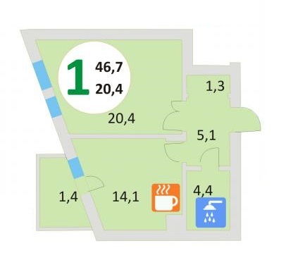 1-кімнатна 46.7 м² в ЖК Еко-дім на Мечникова 2 від 28 130 грн/м², Львів