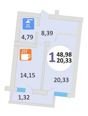 1-комнатная 48.98 м² в ЖК Эко-дом на Стрыйской от застройщика, Львов