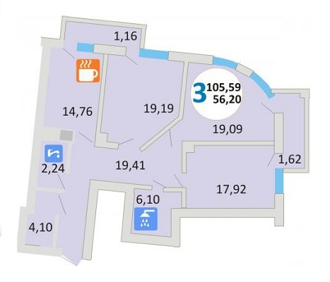 3-комнатная 105.59 м² в ЖК Эко-дом на Стрыйской от застройщика, Львов