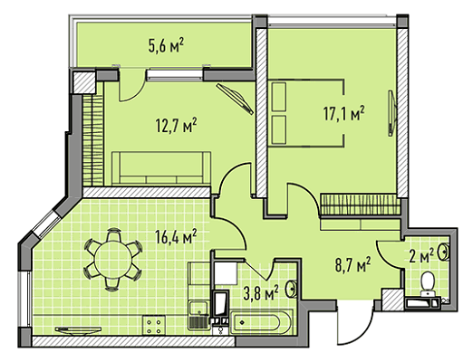 2-комнатная 62.37 м² в ЖК Элегия Парк от 21 360 грн/м², Одесса