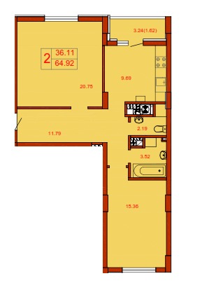 2-комнатная 64.92 м² в ЖК Энди Ворхол от застройщика, Львов