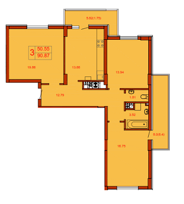 3-кімнатна 90.87 м² в ЖК Енді Ворхол від забудовника, Львів