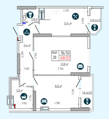 2-комнатная 68.02 м² в ЖК Южный квартал от 11 110 грн/м², Киев