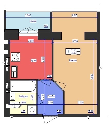 1-комнатная 34.02 м² в ЖК Южный квартал от 15 800 грн/м², Черновцы