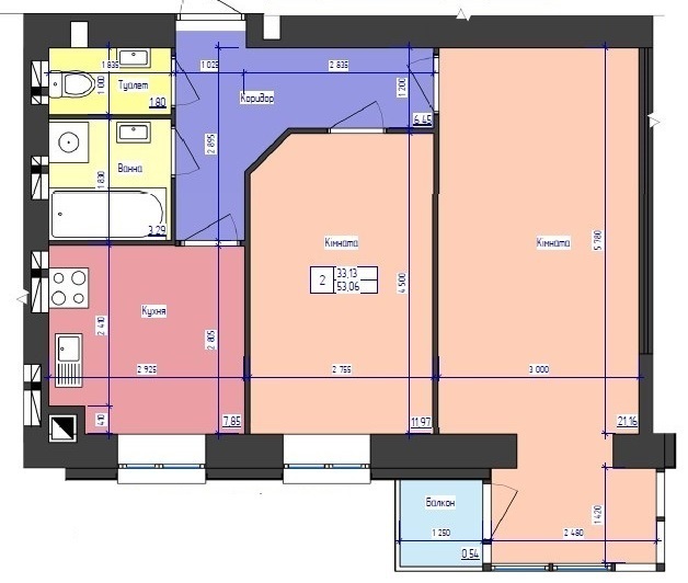 2-кімнатна 53.06 м² в ЖК Південний квартал від 15 800 грн/м², Чернівці