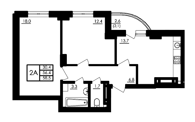 2-кімнатна 58.5 м² в ЖК Бурштиновий від 13 300 грн/м², с. Ілічанка