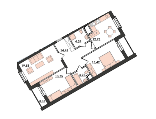 3-кімнатна 87.47 м² в ЖК Amsterdom від забудовника, смт Турбів