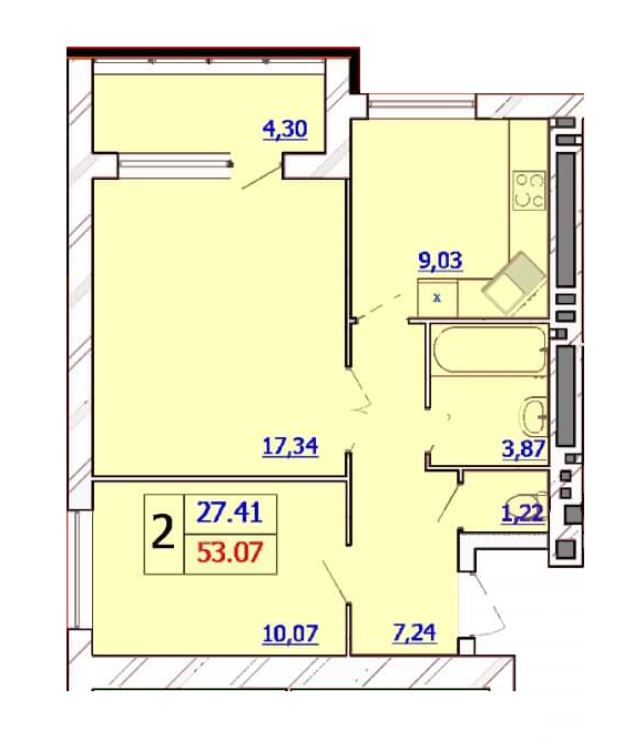 2-кімнатна 53.07 м² в ЖК Avila comfort від забудовника, Хмельницький