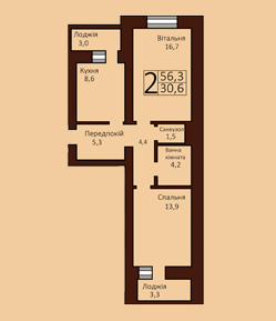 2-кімнатна 56.3 м² в ЖК Borispol Grand від 18 900 грн/м², м. Бориспіль