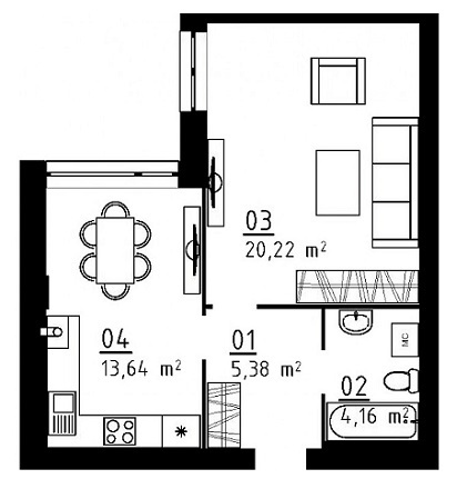 1-комнатная 43.4 м² в ЖК Белый Шоколад.Center от 11 000 грн/м², с. Белогородка