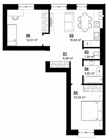 2-кімнатна 54.64 м² в ЖК Білий Шоколад.Center від 10 320 грн/м², с. Білогородка