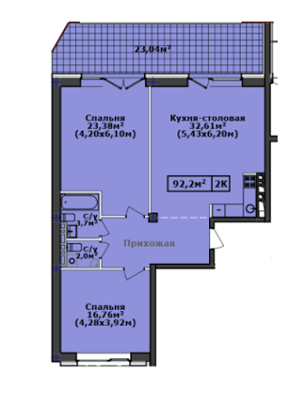 2-комнатная 92.2 м² в ЖК Comfort City Рыбинский от 21 000 грн/м², Днепр