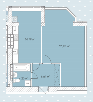 1-кімнатна 52.59 м² в ЖК Echo Park від забудовника, с. Петропавлівська Борщагівка