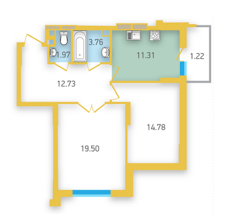 2-комнатная 65.24 м² в ЖК Friendly House от застройщика, Киев