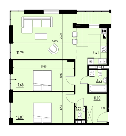 3-комнатная 93 м² в ЖК Globus Comfort от 13 250 грн/м², Львов