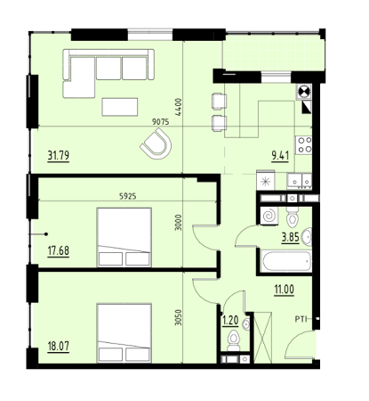 3-кімнатна 93 м² в ЖК Globus Comfort від 13 250 грн/м², Львів